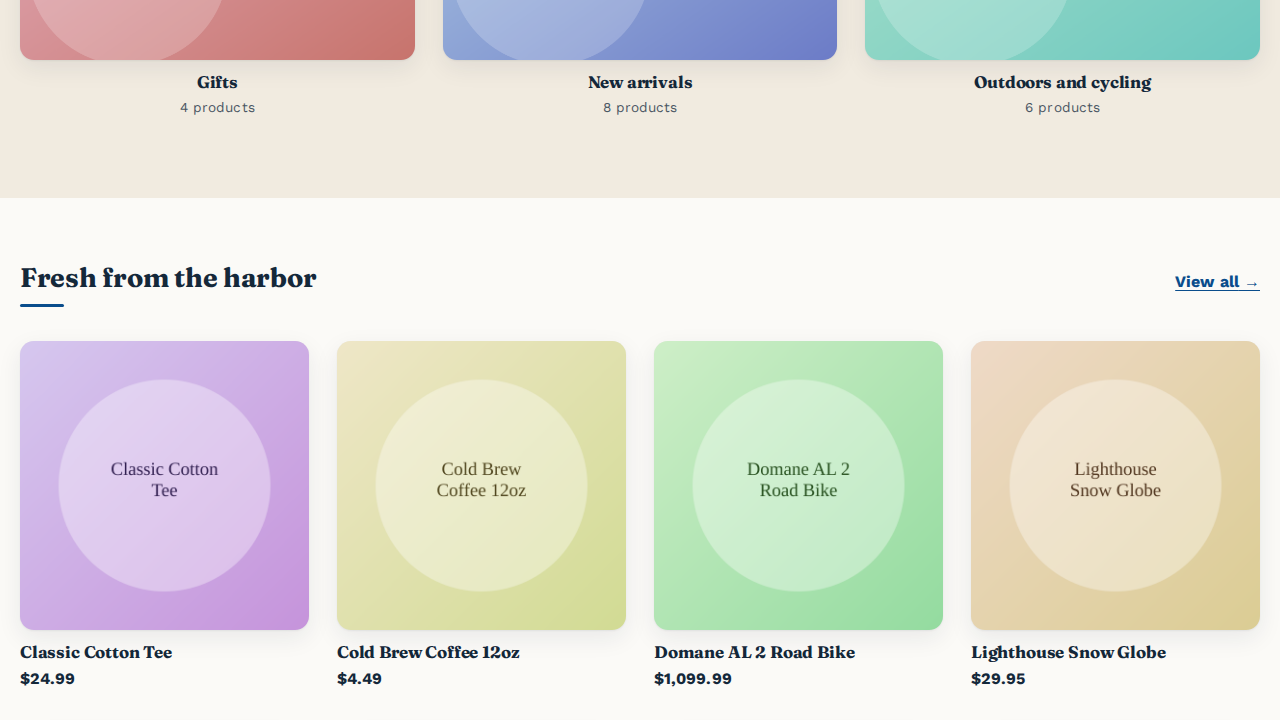 Shop home page