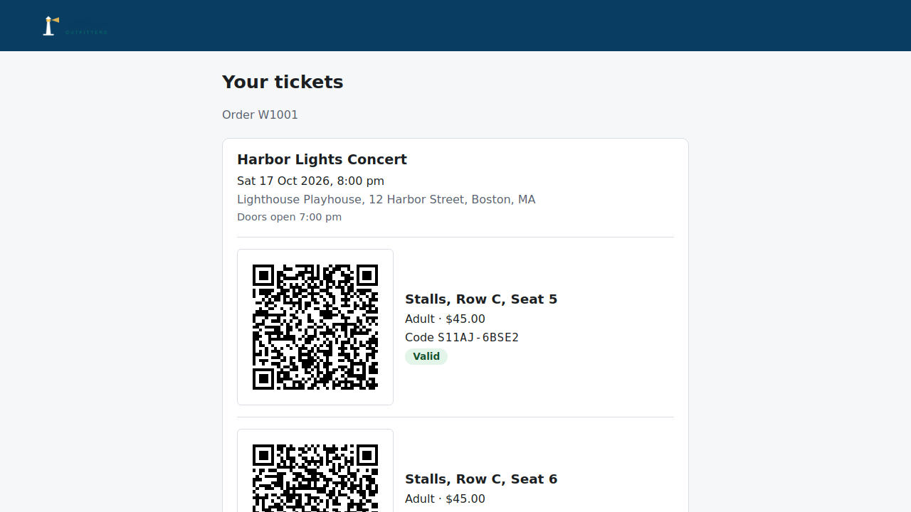 The ticket page