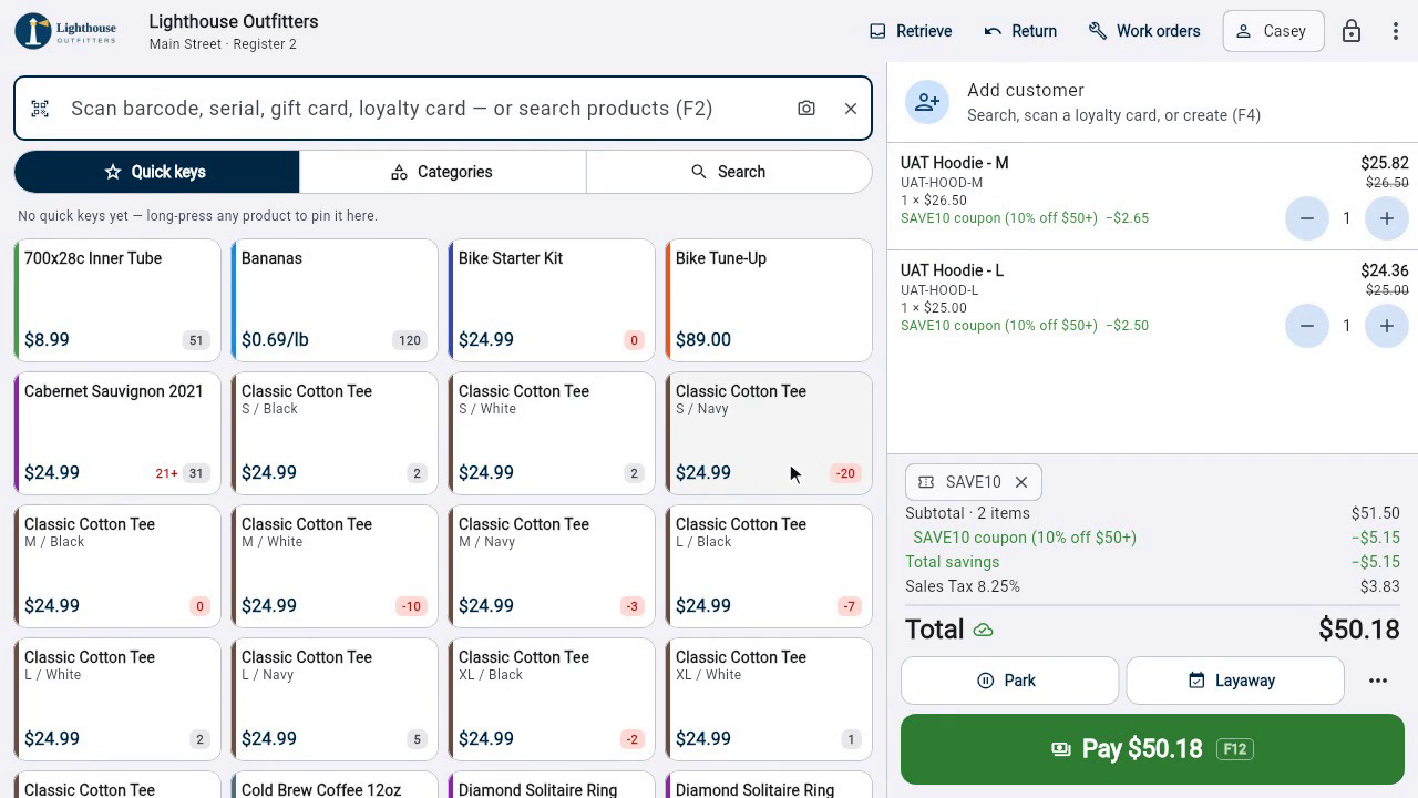 A sale with a coupon applied